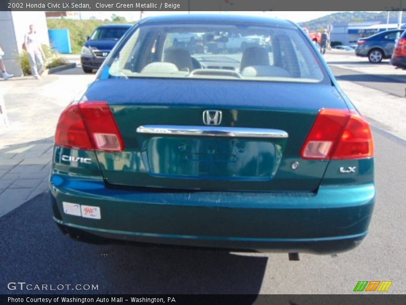 Clover Green Metallic / Beige 2002 Honda Civic LX Sedan