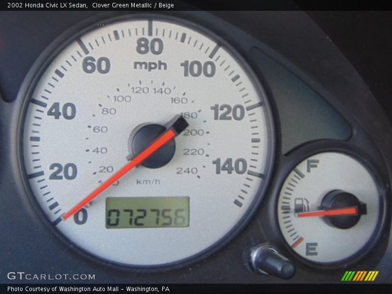 Clover Green Metallic / Beige 2002 Honda Civic LX Sedan