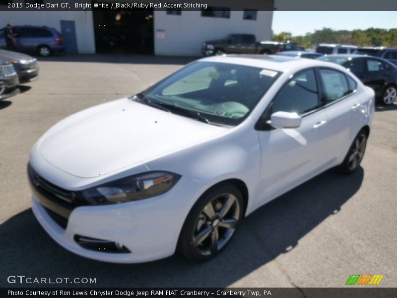 Bright White / Black/Ruby Red Accent Stitching 2015 Dodge Dart GT