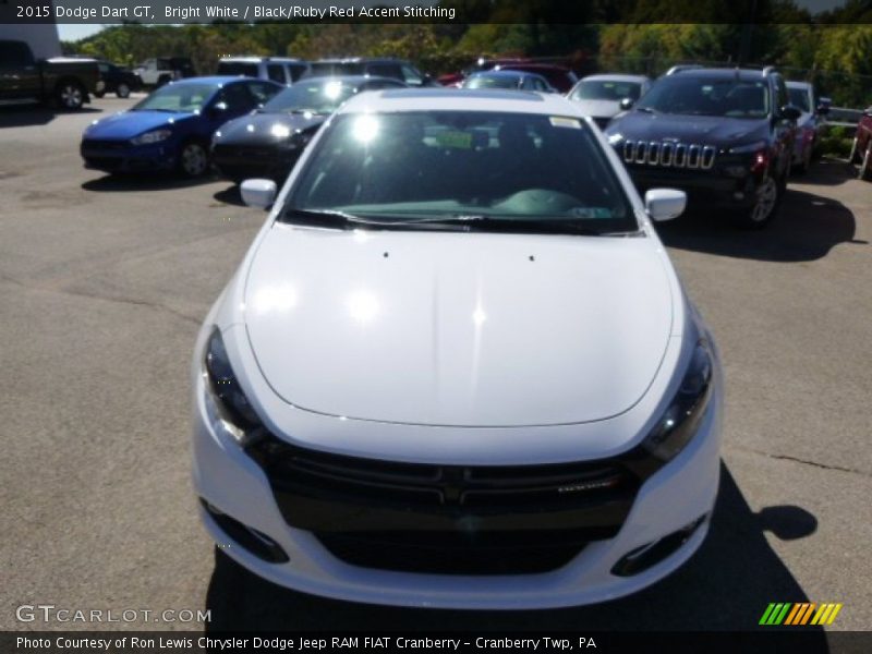 Bright White / Black/Ruby Red Accent Stitching 2015 Dodge Dart GT