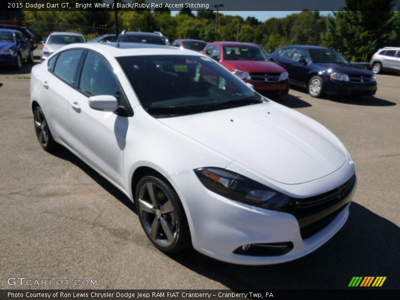 Bright White / Black/Ruby Red Accent Stitching 2015 Dodge Dart GT