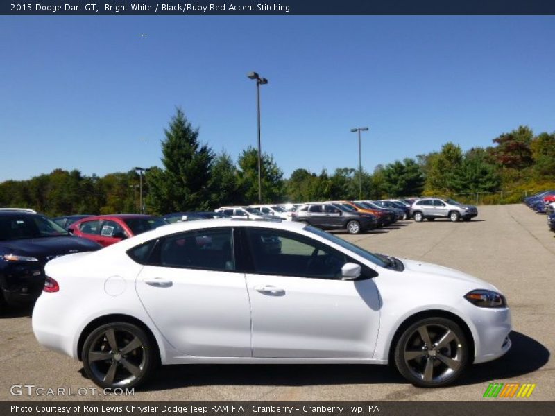 Bright White / Black/Ruby Red Accent Stitching 2015 Dodge Dart GT