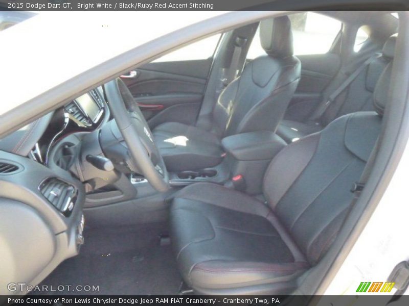Bright White / Black/Ruby Red Accent Stitching 2015 Dodge Dart GT
