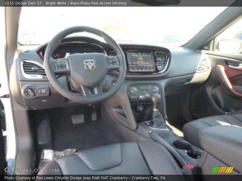 Bright White / Black/Ruby Red Accent Stitching 2015 Dodge Dart GT