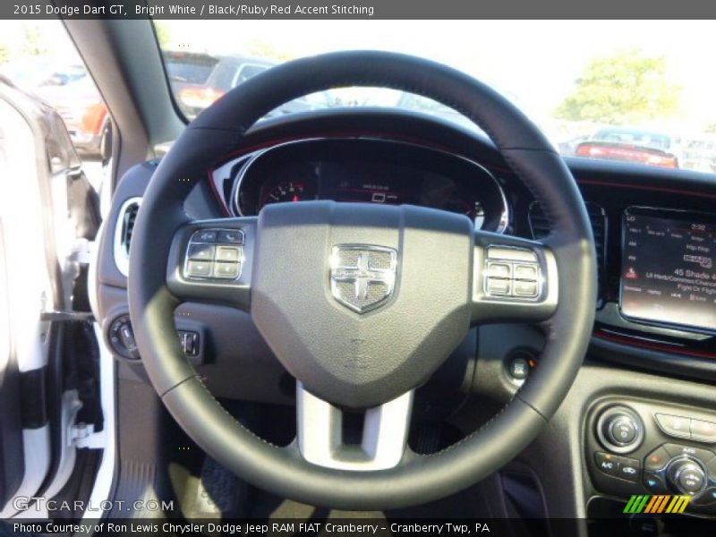Bright White / Black/Ruby Red Accent Stitching 2015 Dodge Dart GT