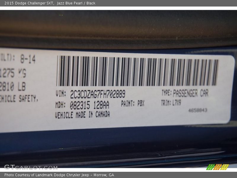 Jazz Blue Pearl / Black 2015 Dodge Challenger SXT