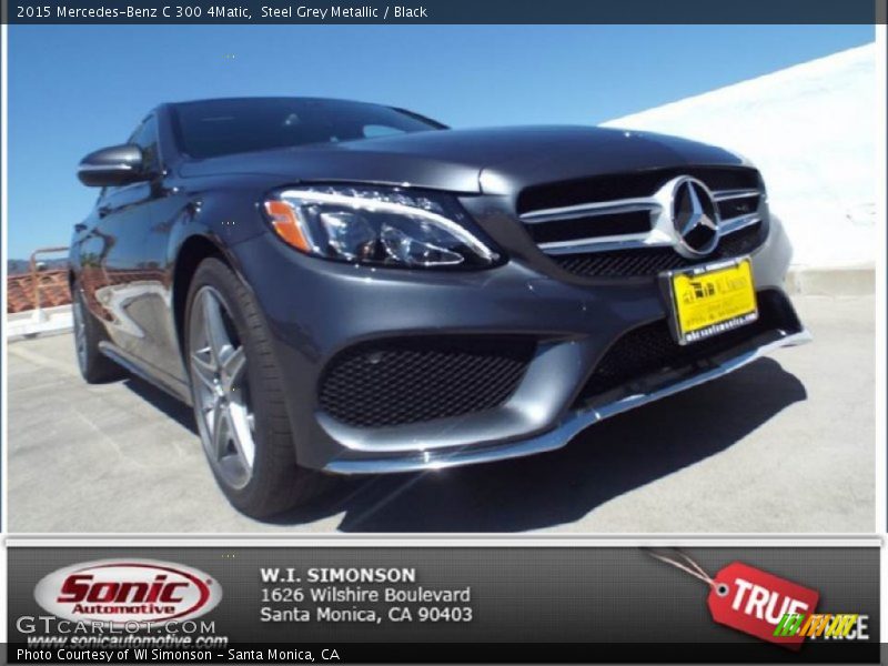 Steel Grey Metallic / Black 2015 Mercedes-Benz C 300 4Matic
