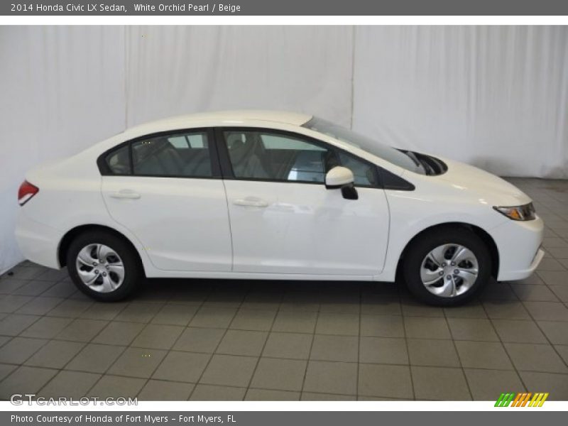 White Orchid Pearl / Beige 2014 Honda Civic LX Sedan