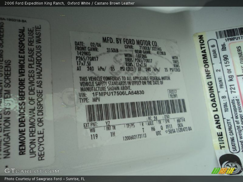 Oxford White / Castano Brown Leather 2006 Ford Expedition King Ranch