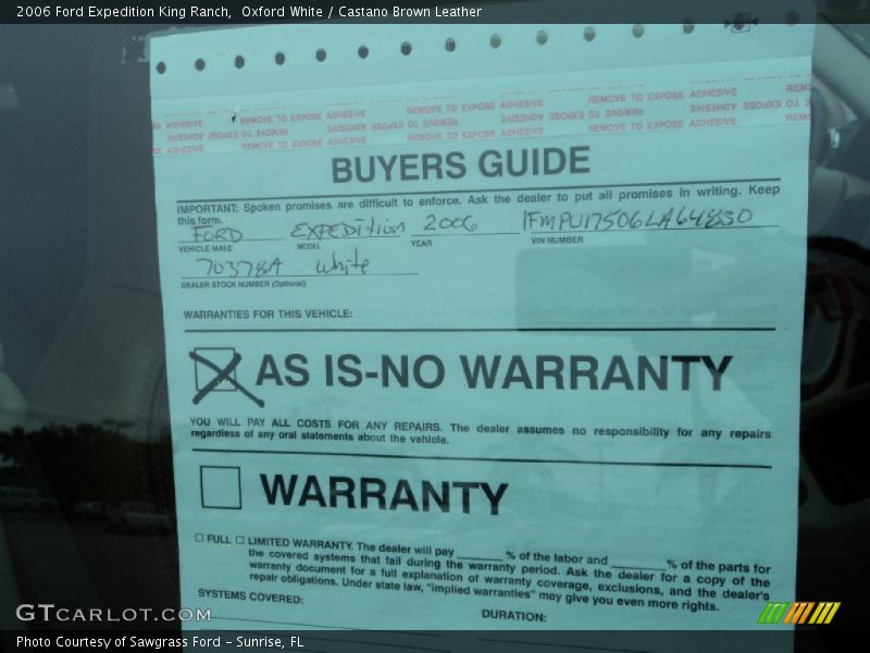Oxford White / Castano Brown Leather 2006 Ford Expedition King Ranch