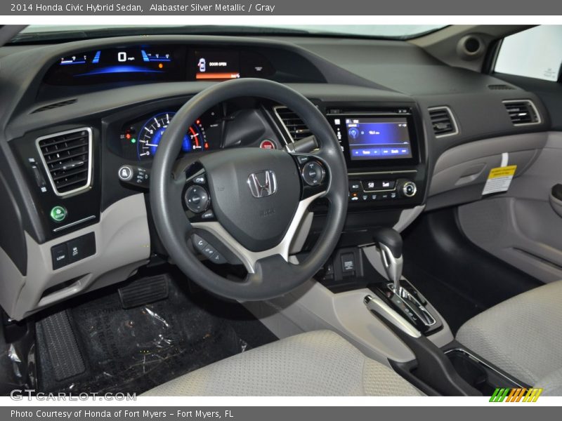 Alabaster Silver Metallic / Gray 2014 Honda Civic Hybrid Sedan