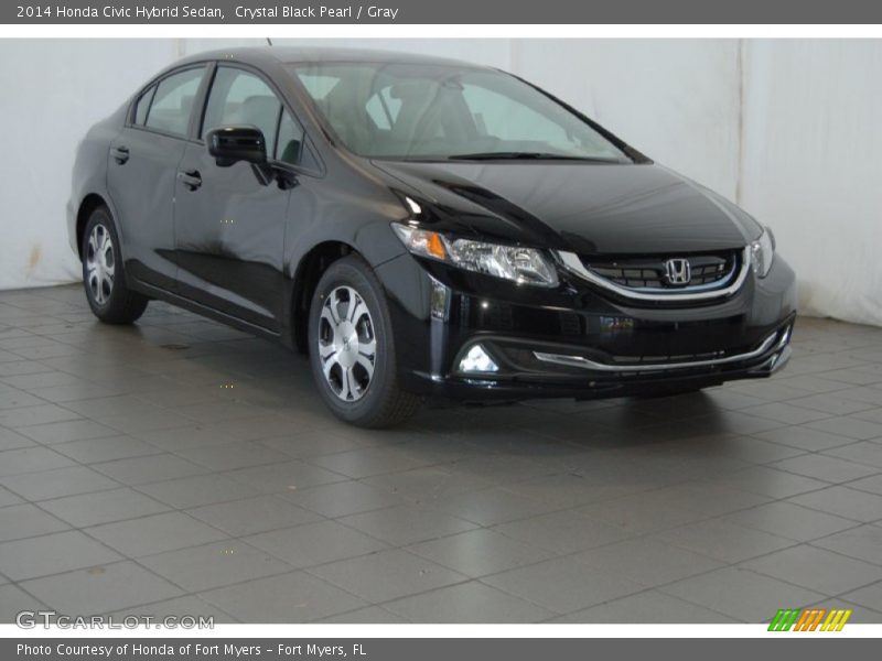 Crystal Black Pearl / Gray 2014 Honda Civic Hybrid Sedan