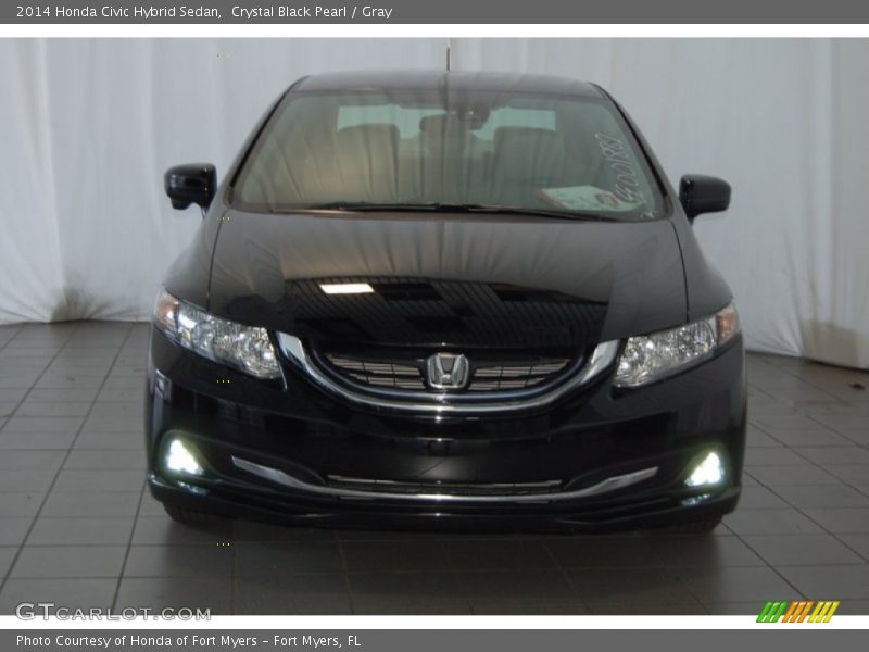 Crystal Black Pearl / Gray 2014 Honda Civic Hybrid Sedan