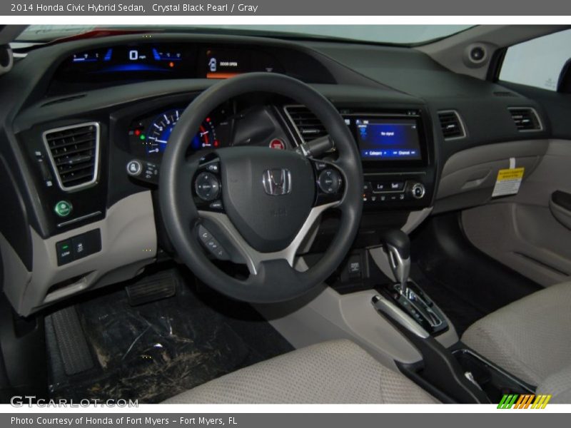 Crystal Black Pearl / Gray 2014 Honda Civic Hybrid Sedan