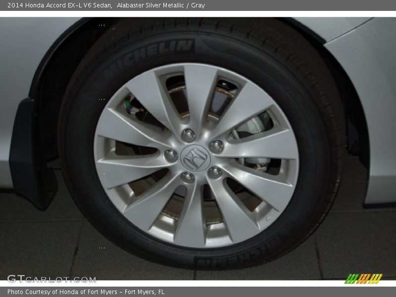 Alabaster Silver Metallic / Gray 2014 Honda Accord EX-L V6 Sedan