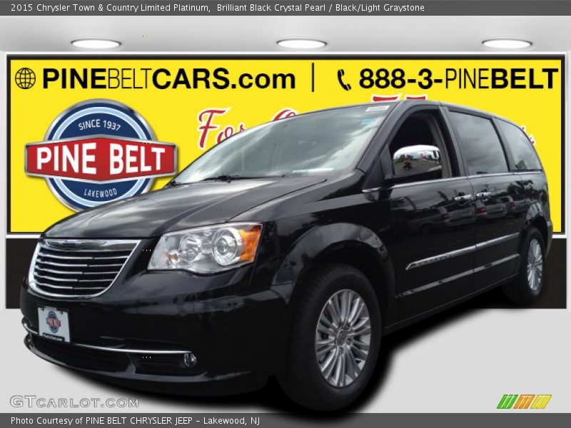 Brilliant Black Crystal Pearl / Black/Light Graystone 2015 Chrysler Town & Country Limited Platinum