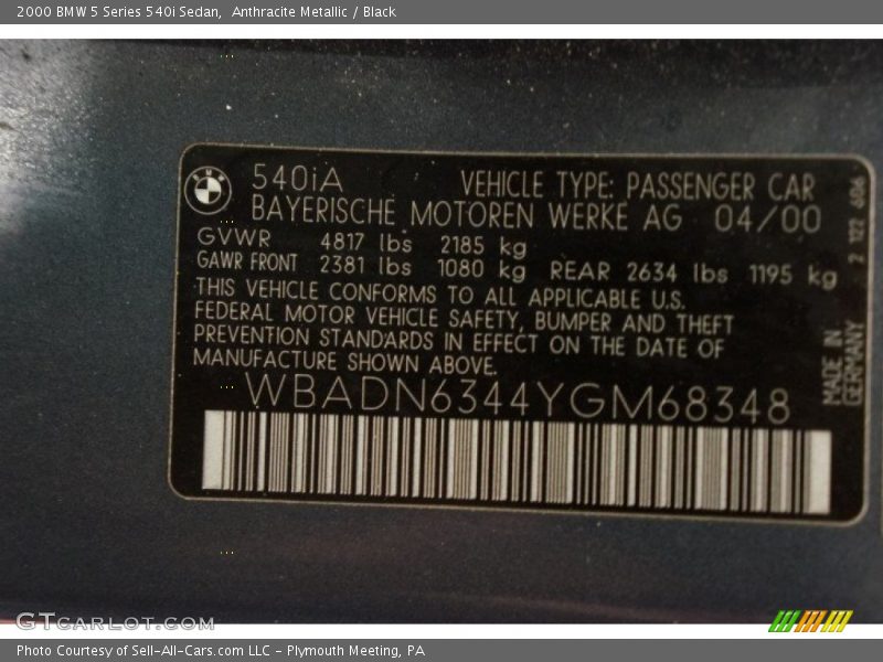 Anthracite Metallic / Black 2000 BMW 5 Series 540i Sedan