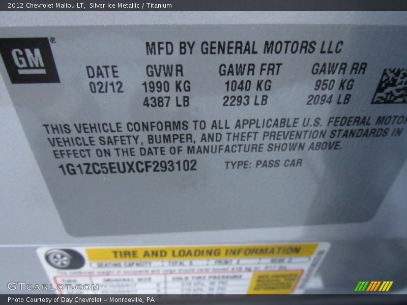 Silver Ice Metallic / Titanium 2012 Chevrolet Malibu LT