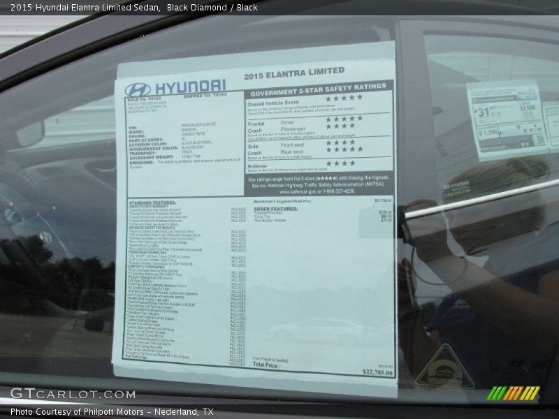 Black Diamond / Black 2015 Hyundai Elantra Limited Sedan