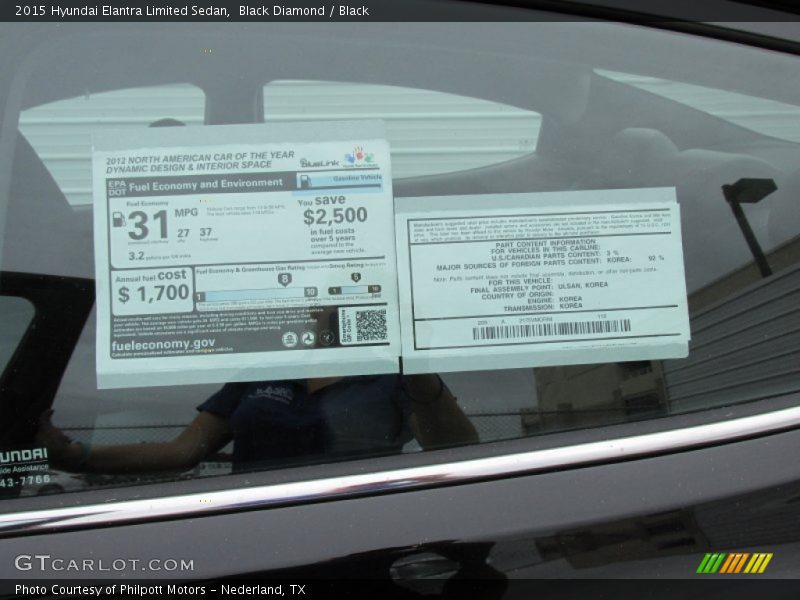 Black Diamond / Black 2015 Hyundai Elantra Limited Sedan