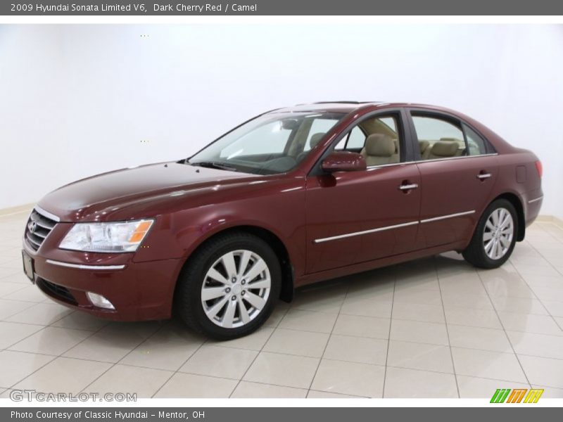 Dark Cherry Red / Camel 2009 Hyundai Sonata Limited V6