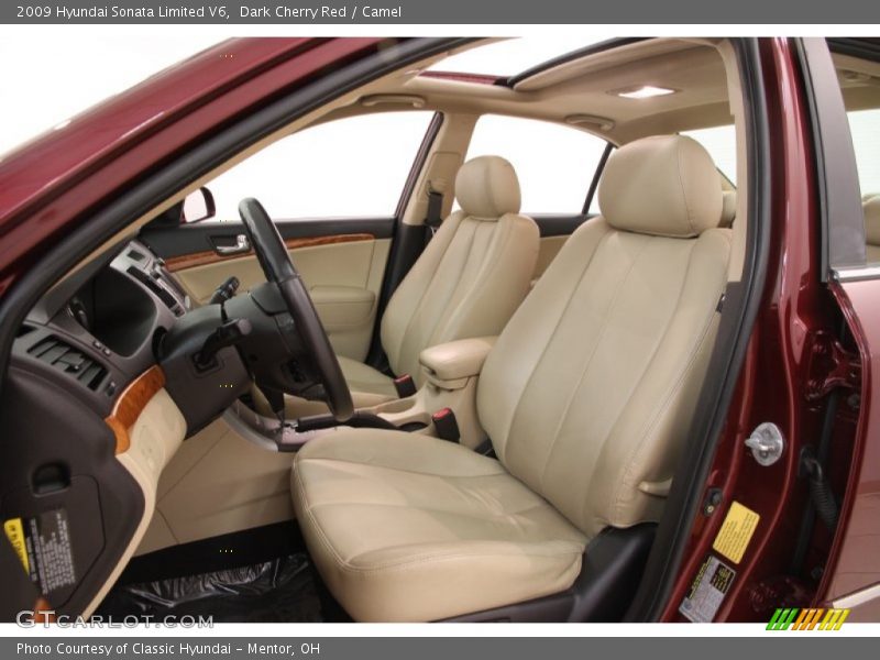 Dark Cherry Red / Camel 2009 Hyundai Sonata Limited V6
