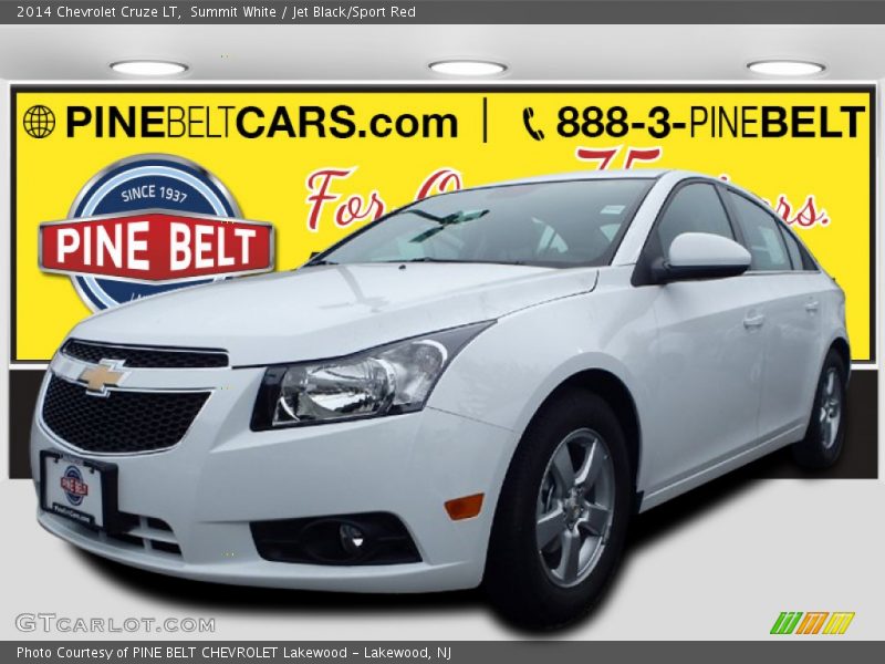 Summit White / Jet Black/Sport Red 2014 Chevrolet Cruze LT