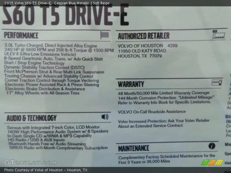 Caspian Blue Metallic / Soft Beige 2015 Volvo S60 T5 Drive-E