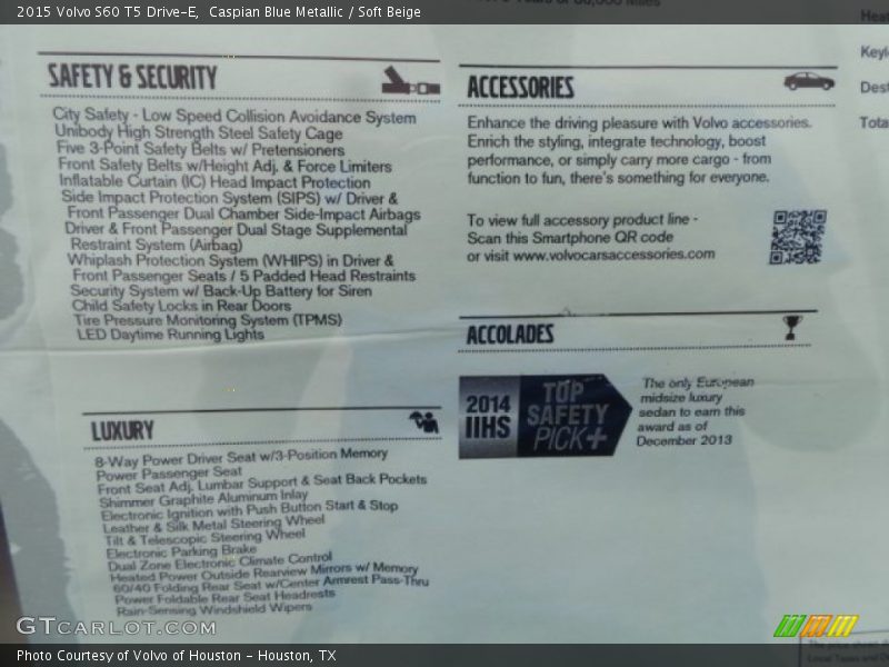 Caspian Blue Metallic / Soft Beige 2015 Volvo S60 T5 Drive-E