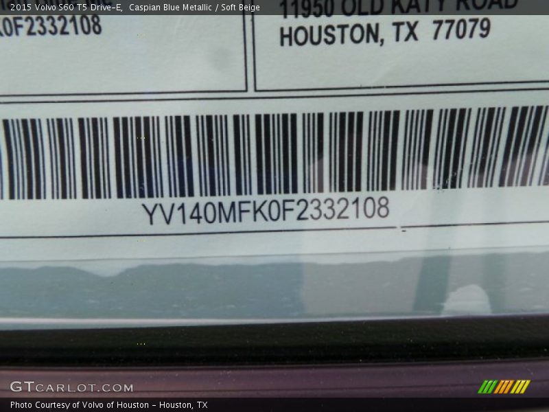 Caspian Blue Metallic / Soft Beige 2015 Volvo S60 T5 Drive-E