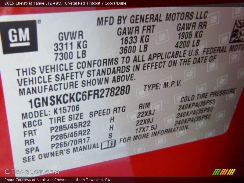 Crystal Red Tintcoat / Cocoa/Dune 2015 Chevrolet Tahoe LTZ 4WD