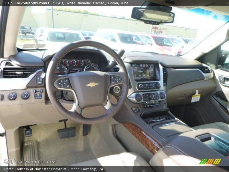 White Diamond Tricoat / Cocoa/Dune 2015 Chevrolet Suburban LTZ 4WD