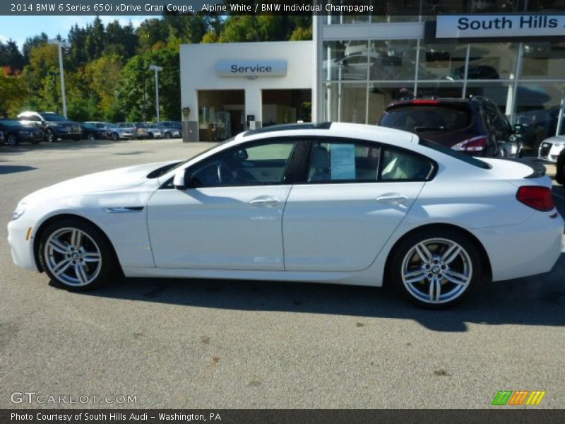 Alpine White / BMW Individual Champagne 2014 BMW 6 Series 650i xDrive Gran Coupe