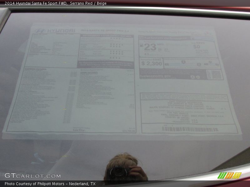 Serrano Red / Beige 2014 Hyundai Santa Fe Sport FWD