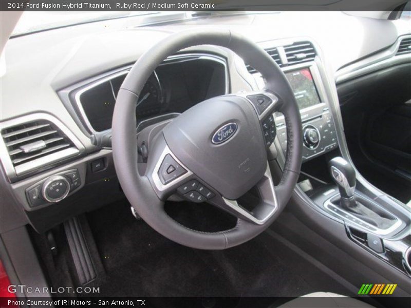 Ruby Red / Medium Soft Ceramic 2014 Ford Fusion Hybrid Titanium