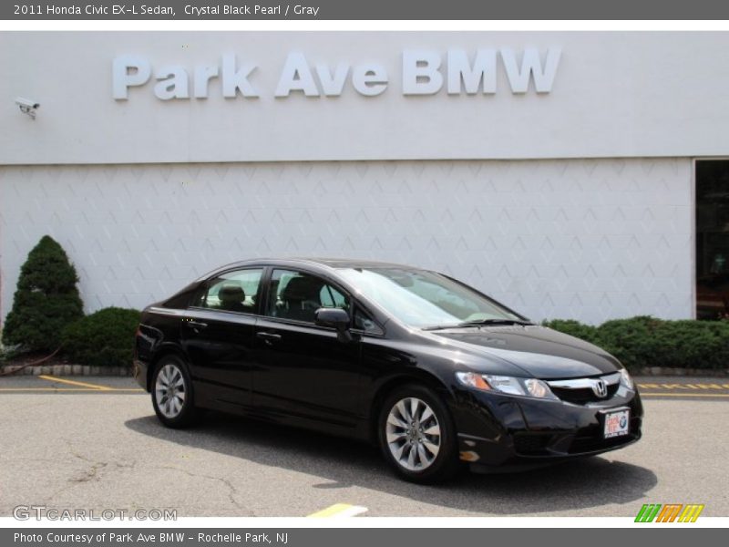 Crystal Black Pearl / Gray 2011 Honda Civic EX-L Sedan