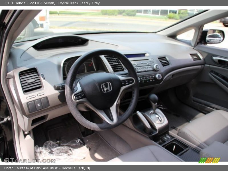 Crystal Black Pearl / Gray 2011 Honda Civic EX-L Sedan
