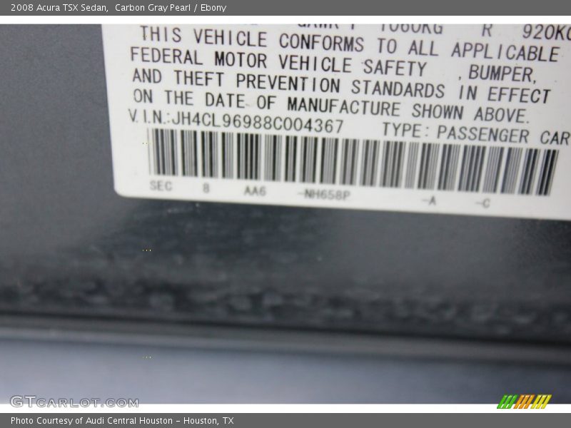 Carbon Gray Pearl / Ebony 2008 Acura TSX Sedan