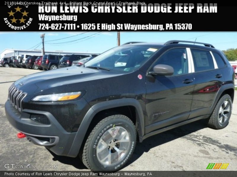 Brilliant Black Crystal Pearl / Trailhawk Black 2015 Jeep Cherokee Trailhawk 4x4