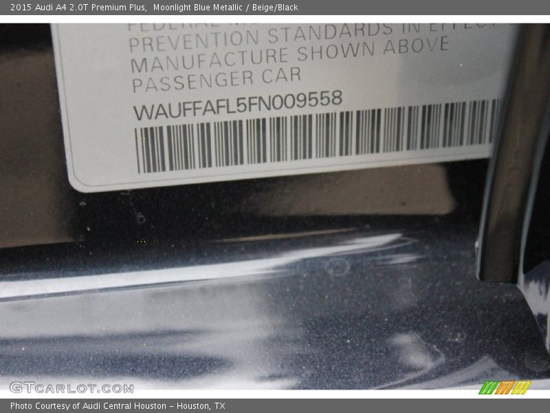 Moonlight Blue Metallic / Beige/Black 2015 Audi A4 2.0T Premium Plus