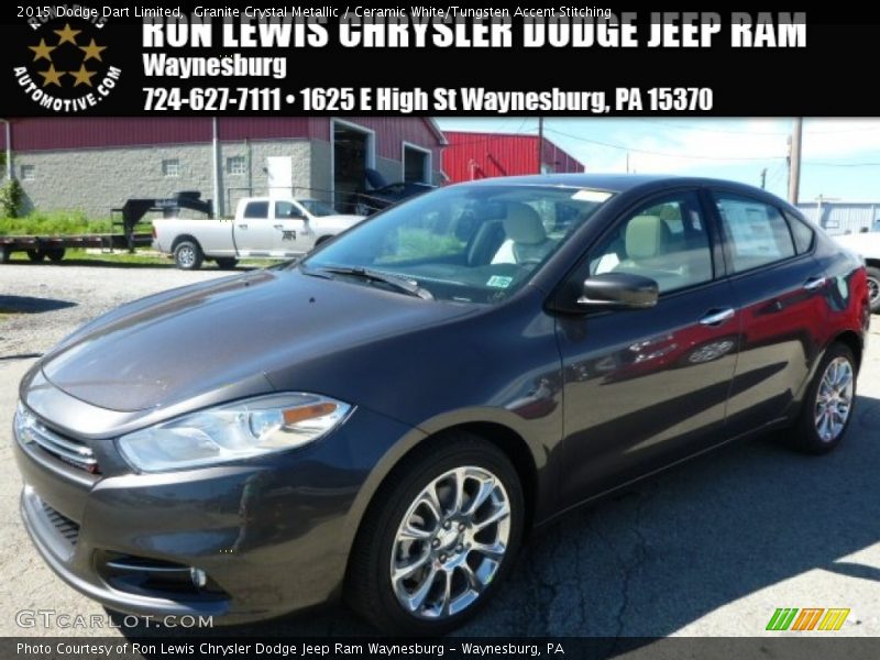 Granite Crystal Metallic / Ceramic White/Tungsten Accent Stitching 2015 Dodge Dart Limited