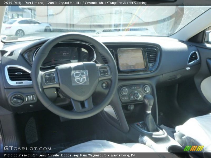 Granite Crystal Metallic / Ceramic White/Tungsten Accent Stitching 2015 Dodge Dart Limited