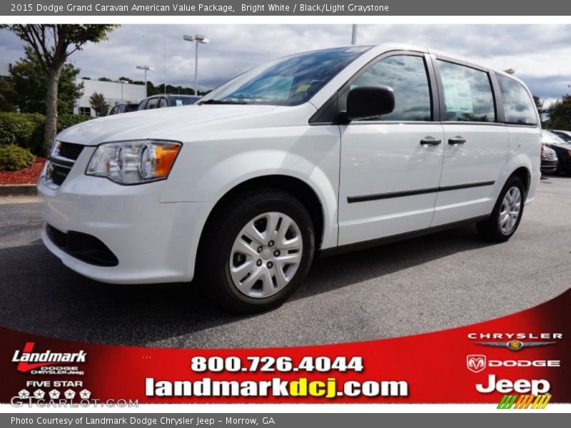 Bright White / Black/Light Graystone 2015 Dodge Grand Caravan American Value Package