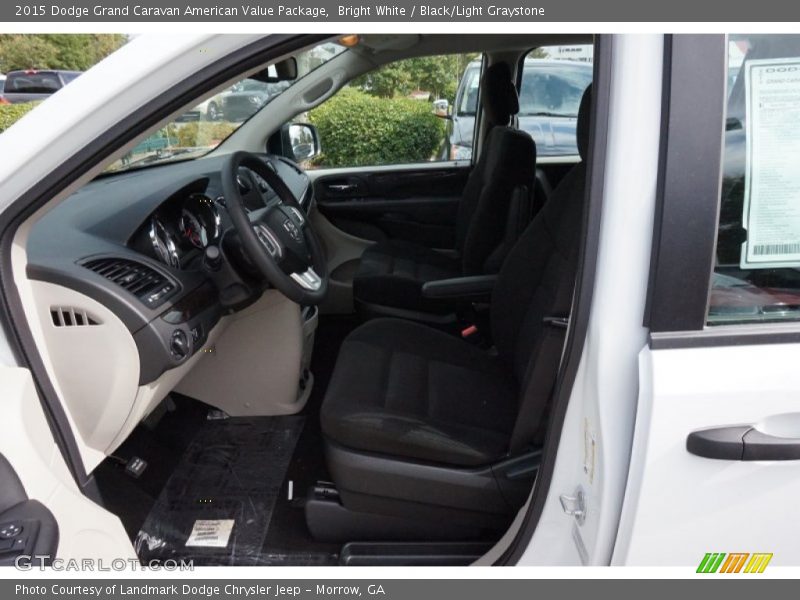 Bright White / Black/Light Graystone 2015 Dodge Grand Caravan American Value Package