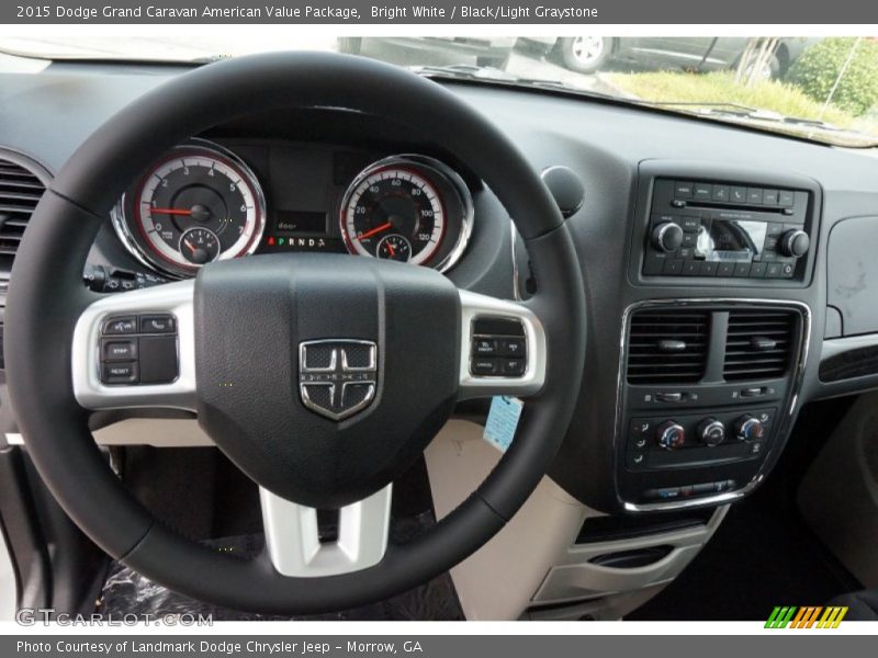 Bright White / Black/Light Graystone 2015 Dodge Grand Caravan American Value Package