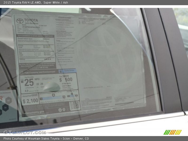 Super White / Ash 2015 Toyota RAV4 LE AWD