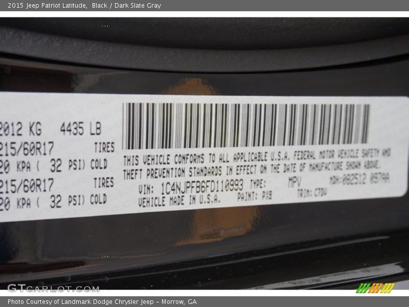 2015 Patriot Latitude Black Color Code PX8