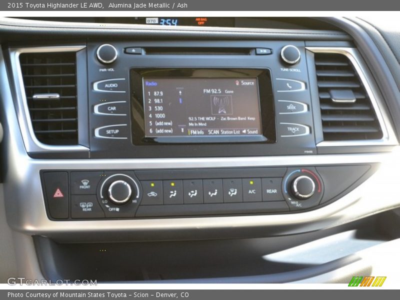 Alumina Jade Metallic / Ash 2015 Toyota Highlander LE AWD