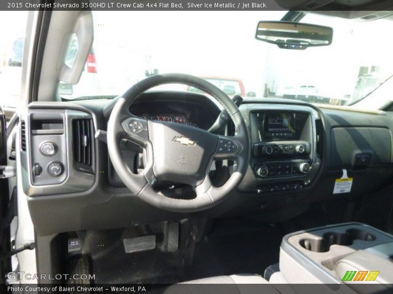 Silver Ice Metallic / Jet Black 2015 Chevrolet Silverado 3500HD LT Crew Cab 4x4 Flat Bed