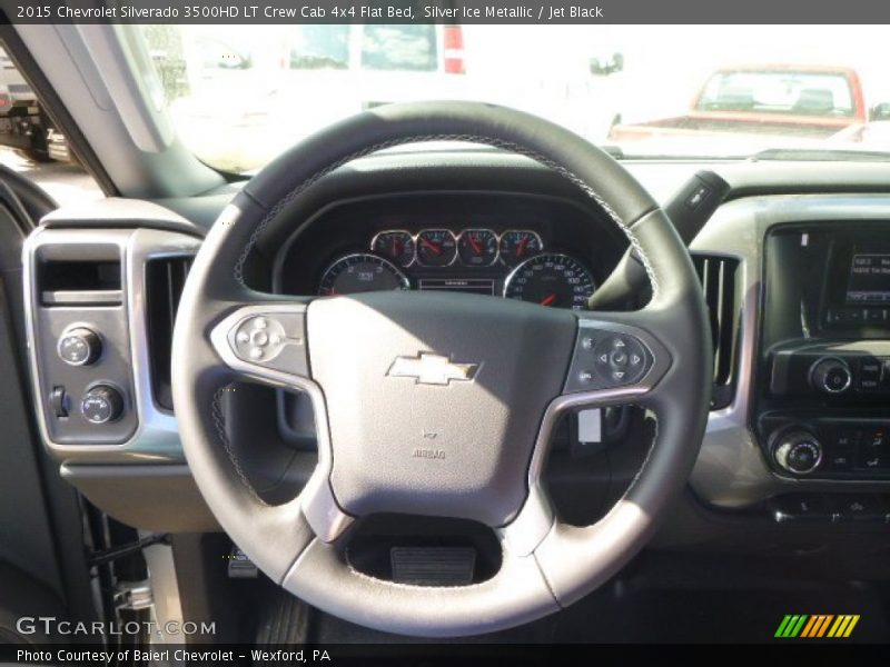 Silver Ice Metallic / Jet Black 2015 Chevrolet Silverado 3500HD LT Crew Cab 4x4 Flat Bed